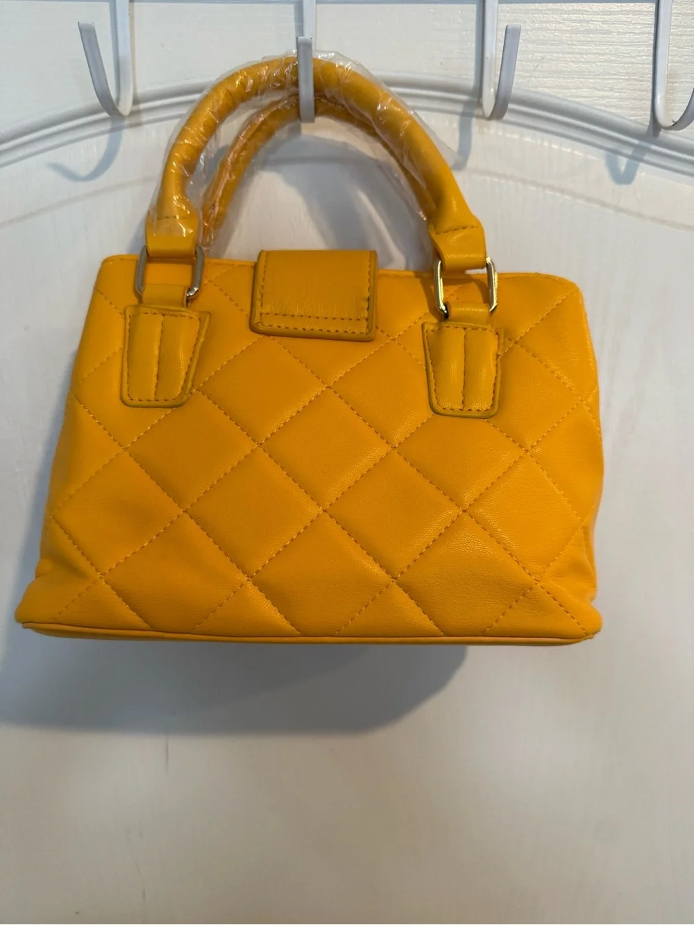 Bebe sunflower yellow quilted Kellen Small Satchel bag purse new w tags